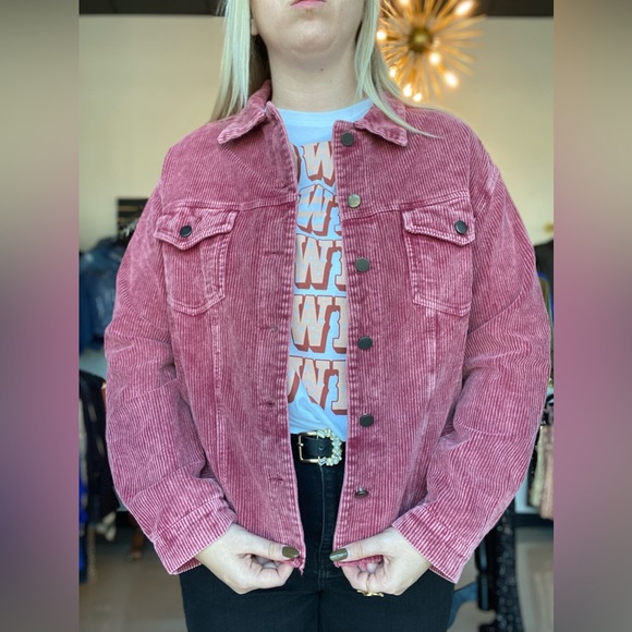 Posh Salon Jackets & Coats Red Corduroy Cropped Jacket Poshmark